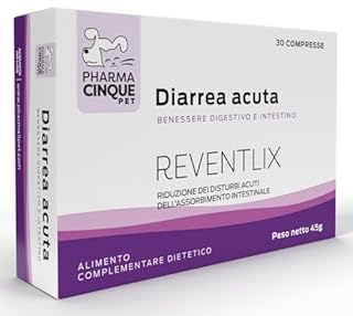 Diarrea Cane e Gatto – Dissenteria e Intestino Sensibile – Prebiotici e Fibre per Supporto Rapido per Disturbi Intestinali Acuti – PHARMACINQUEPET Reventlix 30 Compresse