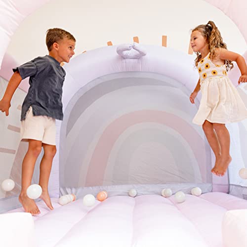 Bounceland Daydreamer Cotton Candy Bounce House, Pastel Bouncer with Slide, 8.9 ft L x 7.2 ft W x 6.7 ft H, UL Blower Included, Basketball Hoop, 30 Pastel Plastic Balls, Trendy Bouncer for Kids