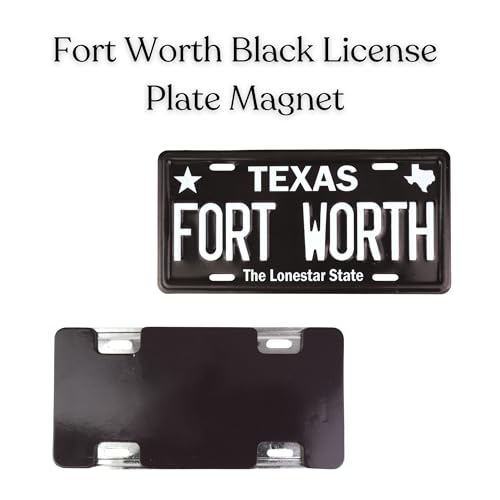 Imán mini placa Fort Worth Texas, diseño negro miniatura 4