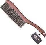 Hand Broom Counter Duster Dusting Brush for Home Cleaning, Soft Dust Brush with Long Wooden Handle for Bed Sofa Furniture Couch Bench Car, 15''Length
