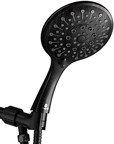 Aquarius Oil Rubbed Bronze Shower Head with Handheld Spray and Extra Long Hose, Luxury Spa High Pressure Hand Held Showerhead With 6 Spray Settings - Adjustable Brass Ball Bracket Holder & Teflon Tape