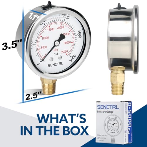 Senctrl Y.6TGL04 5000 Psi Glycerin Liquid Filled Hydraulic High Pressure Gauge thumb #5