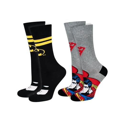 soxo DC Comics The Batman Superman Calcetines Hombre Divertidos Algodon Colores 40-45 Batman Superman 2 Pares