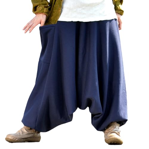 [§ＳＰＴ∞ＳＰＴ] 裏起毛 サルエルパンツ アラジン スウェット メンズ レディース 男女兼用 暖か あったか ポケット ゆったり 部屋着 (ネイビー) - §ＳＰＴ∞ＳＰＴ - 商品画像