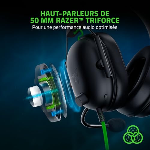 Razer BlackShark V2 X - Casque Gaming Esports Multiplateforme (Haut-parleurs Triforce de 50mm, Annulation Passive du Bruit Avancée, Son 7.1 Surround, Microphone Cardioïde) Noir