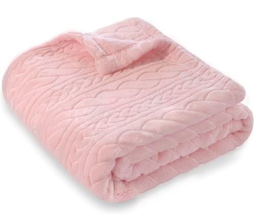 BORITAR 3D Fleece Baby Blanket for Girls, Warm and Lightweight Infant Toddler Newborn Bed Blanket with Reversible Plaited for Crib Stroller and Home...