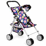 My First Doll Stroller for Kids – Foldable Baby Toy Doll Stroller with Safety Belt & Storage Basket, Pretend Play Fits up to 18″ Dolls, Double Wheels on All 4 Legs – Best Gift for Girls & Boys