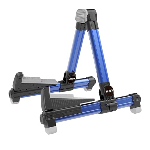 Dalonfy Guitar Stand - Foldable Aluminum Guitar Floor Stand Adjustable for All Types of Guitars, Basses, Ukuleles and Violins, Banjo Easy to Carry Steady Stand Safe Protection (Blue)
