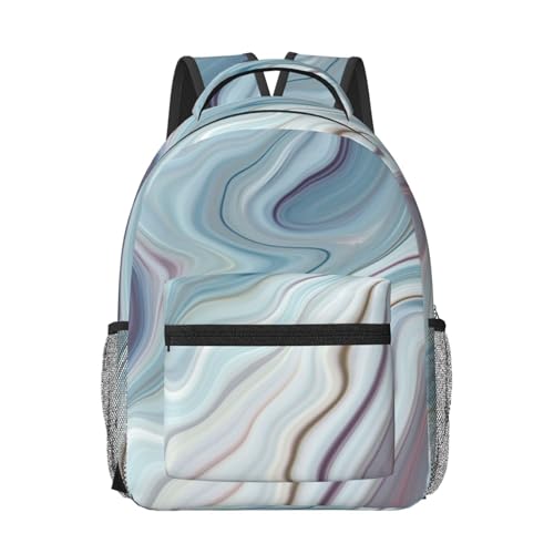 Sac à dos confortable pour étudiant noir et imperméable motif marbré
