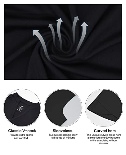 Meethoo Women's Sleeveless Golf Polo Shirts V-Neck Collarless Tennis Running Tank Tops Lightweight Athletic Casual #TOP2