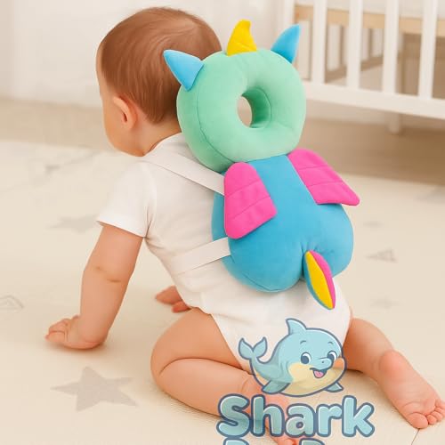 Image of Shark Doo Doo Baby Head Protector Cushion for 6-24 Months | Soft Plush Safety Backpack for Toddlers | Adjustable Straps, Anti-Fall Pillow for Infants (Unicorn)