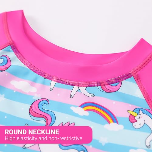 Image of JiAmy Girls Swimsuits Long Sleeve Bathing Suit Two Piece Rash Guard Set Beach Swimwear with UPF 50+ Sun Protection 3-9T