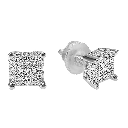 Dazzlingrock Collection 0.30 Carat (ctw) Round White Diamond 5mm Hip Hop Iced Out Studs in 925 Sterling Silver, Screw Back, Unisex Design Ladies, Mens Real Diamond Earrings