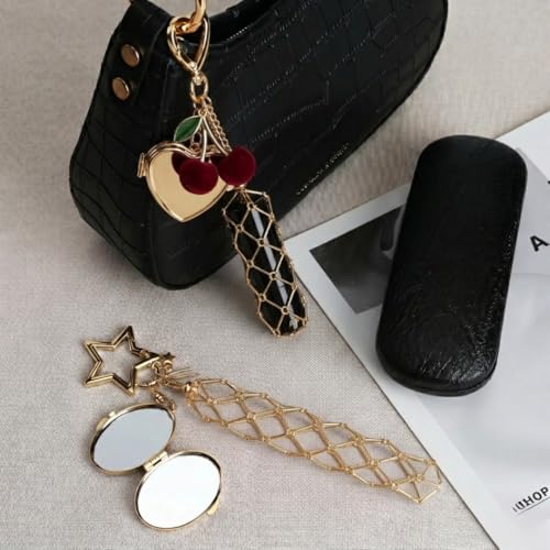 Image of Lipstick Holder Keychain with Golden Heart, 12cm Lip Gloss & Lip Balm Holder | Detachable Bag Charm for Women, Never Lose Your Favorite Shade Again