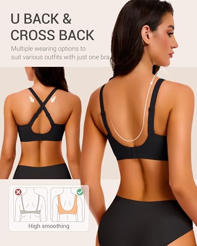 Image of Gailife Deep V Jelly Bras for Women No Underwire Wireless Seamless Push Up Bra Comfort Support Plunge Bralette Full Coverage
