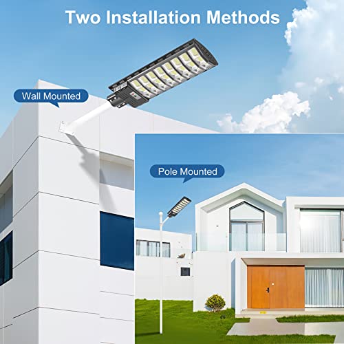 8000W Solar Street Lights Outdoor Waterproof - Solar lights Outdoor Dusk to Dawn, LED Solar Parking Lot Lights Commercial, Solar Powered Outdoor Lights Motion Sensor Solar Flood Light for Yard, Street