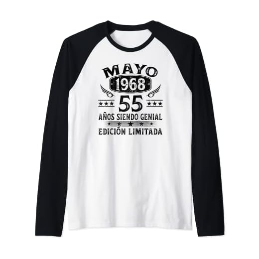 Regalo 55 Años Cumpleaños Hombre Mujer Hecho En Mayo 1968 Camiseta Manga Raglan