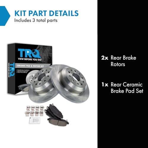 Image of TRQ Rear Brake Pad and Rotor Set Ceramic Vented Rotors 342mm Compatible with 2018-2021 Jeep Wrangler