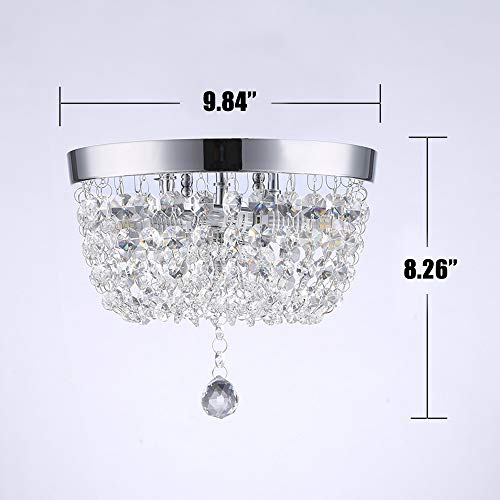 Sottae 2 Lights Mini Crystal Ceiling Light Fixture, Small Modern Closet Chandelier Elegant Chrome Ceiling Lighting Lamp For Bedroom Hallway Kitchen Dining Room Bathroom Entry,H8.3'' X D9.8 #TOP1