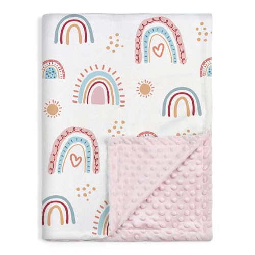 Image of SANDJEST Rainbow Kid Blanket for Girls - 30 x 40 Kids Minky Blanket - Gifts for Kids on Birthday Christmas Nursery Bedroom Decor