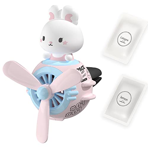 Image of Pilot Rabbit Cute Car Diffuser - Rotating Propeller Cartoon Automotive Air Outlet Fan Creative Car Perfume Decoration - Automotive Air Fresheners