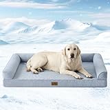 COZY KISS Cama Refrigerante Ortopédica para Perros Talla XXL 122x81x19 cm - Sofá Ergonomico para Perros con Funda Desenfundable y Lavable & Espuma de Alvéolos, Impermeable, Azul Claro, XXL