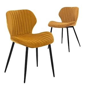 CangLong Mid Century Modern Leisure Upholstered Metal Legs for Kitchen Living Room Dining Chair, Set of 2, Brown - immagine 1