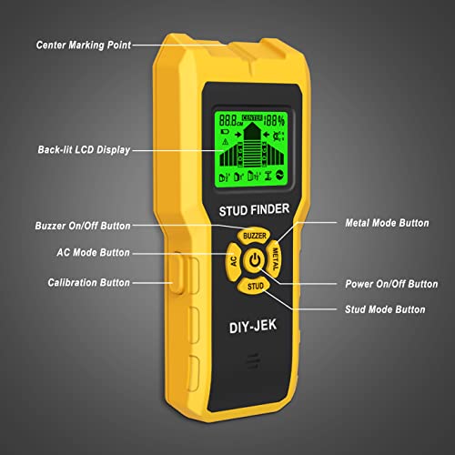 Diy-Jek Stud Finder Wall Scanner, Upgraded 6 In 1 Electronic Metal Detector Sensor With Lcd Display & Audio Alarm For Wood Ac Live Wire Metal Detection, Joist Pipe, Copper Tube Tester #TOP3
