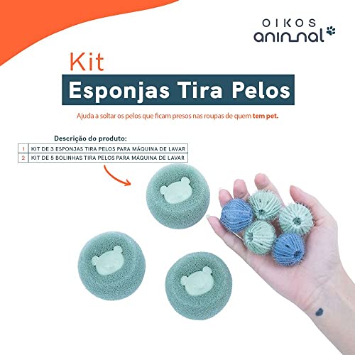 Kit tira pelo esponjas e bolinhas para máquina de lavar - Oikos