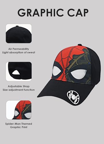 Image of Kidsville Official Marvel Comic Spiderman Cap for Kids Boys Black