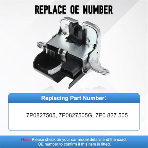 Serrure coffre pour VW Touareg Sharan 2011-2018 loquet 4 broches 7P0827505 - 3