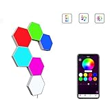 ODISTAR Hexagon Wall Light,Smart Wall Lights APP Control DIY Geometric Modular Assembled RGB led...
