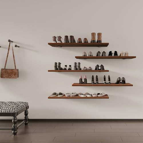 Image of 5 Tier Book Shelf,Long Floating Shelf for Wall 36 inch,Wall Mounted Bookshelf with Heavy Duty Brackets,Large Bookcase