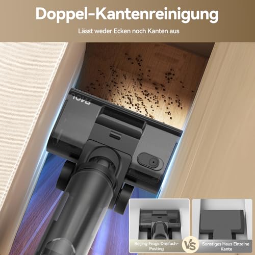JONR 17000 Pa ED 12 Pro Max Nass Trockensauger (ED 12 Upgrade-Version),LCD-Display,180°-Flachdesign,40 Min Laufzeit,70 °C Selbstreinigung,5 Min FlashDry sowie Reinigung unter tief stehenden Böden (L)