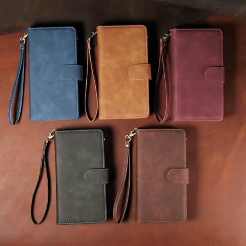 Étui compatible avec Samsung Galaxy S21 - Portefeuille cuir marron rétro - 7