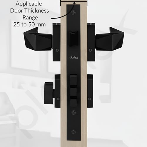 Image of Plantex Main Door Lock Set /Door Handle Lock /Mortise Door Lock for Home with 3 Years of Warranty (7129, Z-Black)