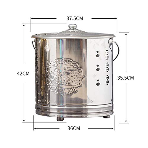 Edelstahl- Brennfass, tragbarer Verbrennungsofen, mit Gitter, Zünder, Feuerhaken, zum Verbrennen von Müll, Papier, Blättern, Gold/ Silber-2