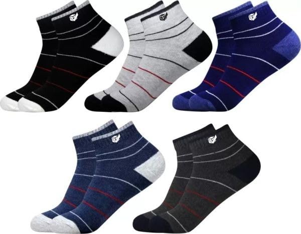 Mix Women's & Men's Towel Cotton Sports Ankle Socks, Pack of 5 Pairs (Unisex, Free Size, Multicolour) attractive & unique-picture-20