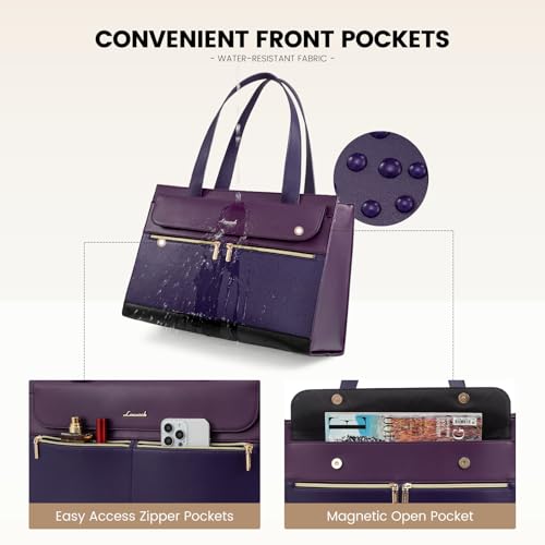 Image of LOVEVOOK Laptop Bag for Women 15.6 Inch Tote Work Professional Leather Computer Briefcase Waterproof Handbag Shoulder Large Capacity Business Teacher Office Crossbody Purse