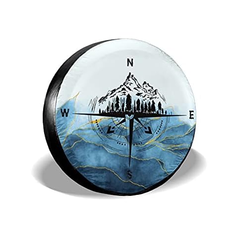 Siski Nature Mountain Compass Spare Tire Cover Wheel Protectors Weatherproof Universal for Trailer Rv SUV Truck Camper Travel Trailer (17" fits for tire Diameter 80-83cm/31.5-32.7in) Cover