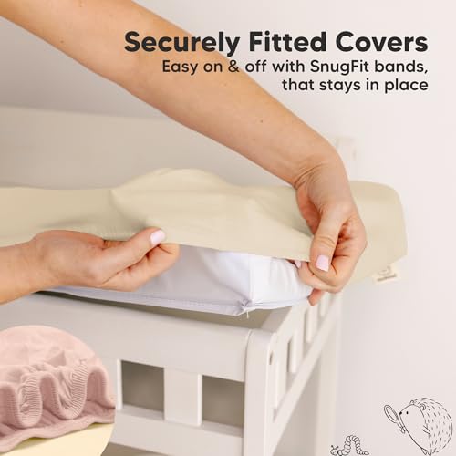 Image of 2-Pack Organic Changing Pad Covers for Girl, Boy, Neutral - 100% Cotton Changing Table Pad Cover, Soft Baby Nursery Diaper Changing Pad Sheets, Contour Changing Pads Liners, Change Pad Cover (Cameo)