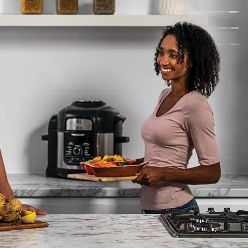 Ninja OP500EU Multi Cooker Multikocher, 1460, Brushed Stainless Steel/Ceramic Coated Cooking Pots/Plastic, 7.5 liters, Stahl/Schwarz