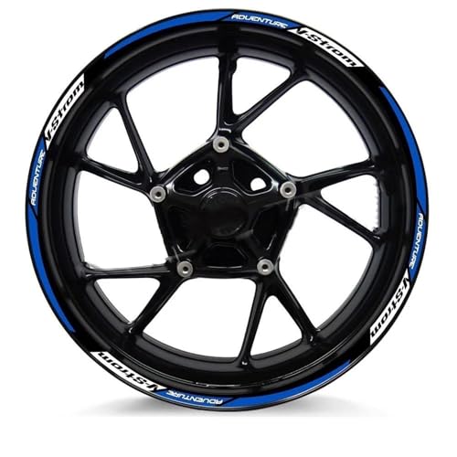 QIBBEI Felgenaufkleber Motorrad Aufkleber Racing Rim Streifen Aufkleber Dekoration Für Suzuki Für V-Strom 250 SX 1000 1050 XT DL 650(Blu)