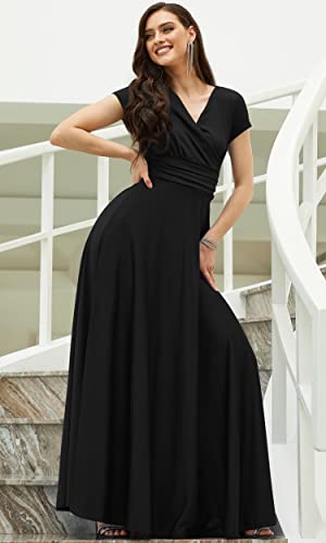 KOH KOH Womens 2025 Sexy Cap Short Sleeve V-Neck Flowy Cocktail Gown2