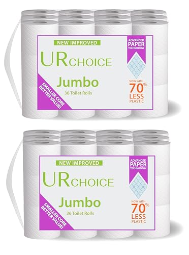 UR CHOICE Jumbo Toilet Roll Bulk Buy - Eco-Friendly & Long-Lasting Toilet Paper for Home and Commercial Use (72)