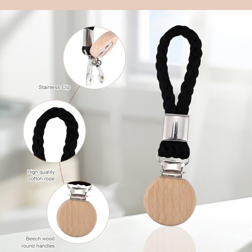 Lwezgi 6 Artikel Hänge-Clips für Handtücher,Handtuch Clips zum Aufhängen,mit Haken & Schlaufe für Küche, Bad, Balkon und Schrank (Schwarz/Weiß)