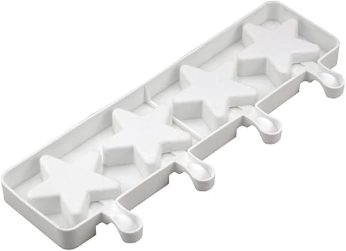 Miniatura 4 de Moldes de paletas en forma de estrella, moldes de silicona para paletas de 4 cavidades para niños y adultos, moldes de helado para tartas, moldes