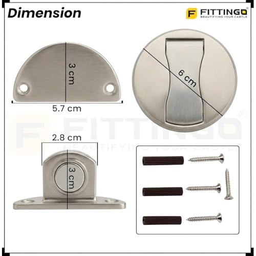 Image of Round Magnetic Door Stopper Matt Finish Stainless Pack 2