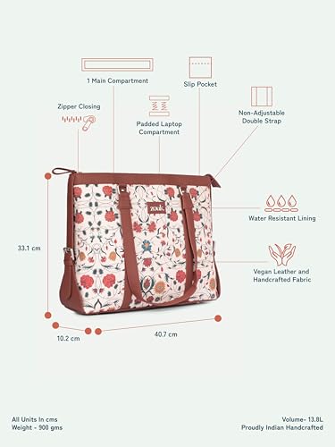 Image of ZOUK Office Bag | Stylish Bags for Office Use | Laptop Bag 15.6 inch | Stylish Tote for Office Use | Purse for Women | Vegan Leather Handbag | Daily & Travel Use