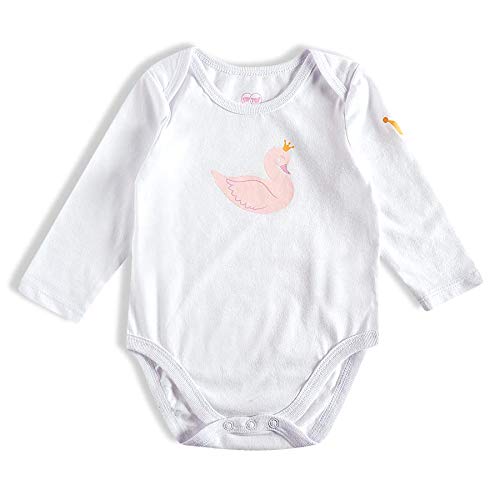 Boby Manga Longa Meia Malha, Cisne, Tip Top, Bebê Menina, Branco, E